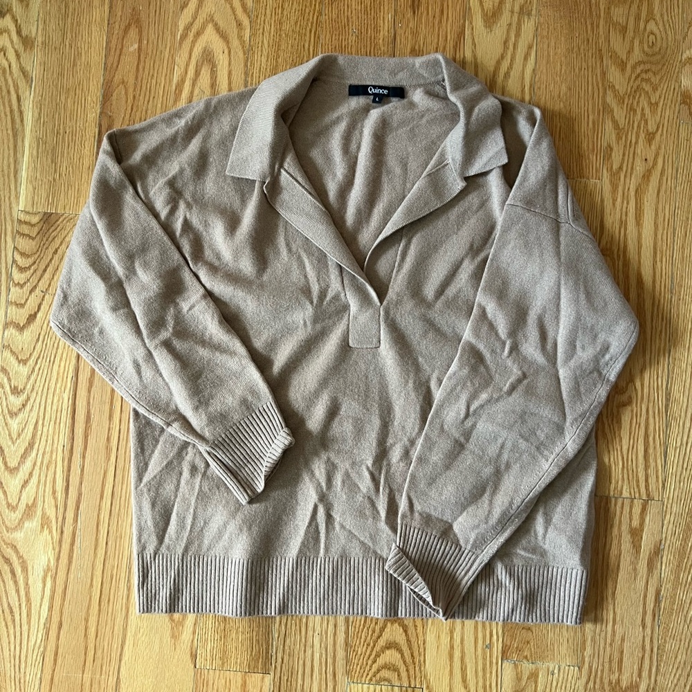 Quince cashmere collared polo sweater size L